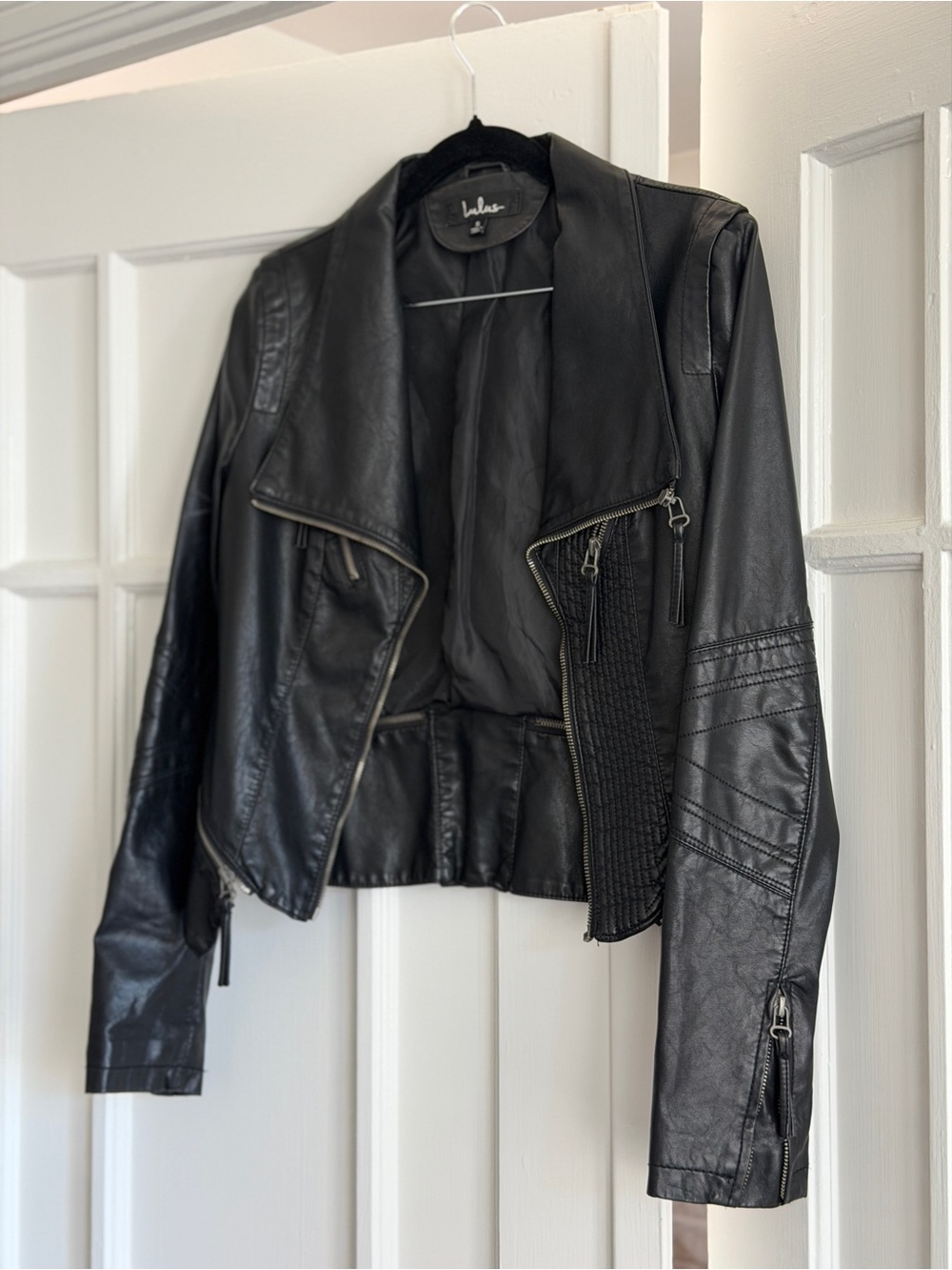 Lulu's Black Faux Leather Moto Jacket